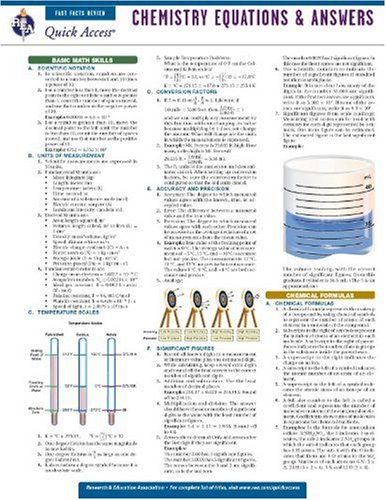 Chemistry Equations and Answers - REA's Quick Access Reference - Import ...