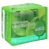 Health & Personal Care : Seventh Generation Pads, Ultra-Thin, Super Long, with Wings, 16 pads (Pack of 6)
