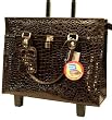 Bugatti Dark Brown Womens Embossed Croco Rolling Briefcase Laptop