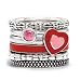 Silver Stackable Expressions Red and Pink Heart Ring Set
