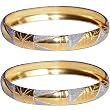 Gold And Rodium Plated Bangle Bracelets Pair Costume Jewelry in Indian-Style 2.25 inches
