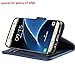 Arae Case Compatible for Samsung Galaxy s7 edge, [Wrist Strap] Flip Folio [Kickstand Feature] PU leather wallet case with ID&Credit Card Pockets (Blue)