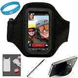 Black Moisture Resistant Protective Neoprene Workout Armband with Adjustabl ....
