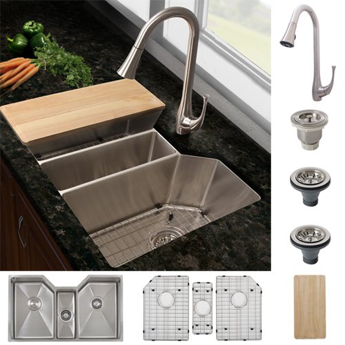 Ticor Stainless Steel Undermount Ktichen Sink and Brushed Nickel Faucet Combo