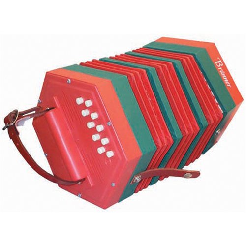 Red Beginner Anglo Concertina, 20 button
