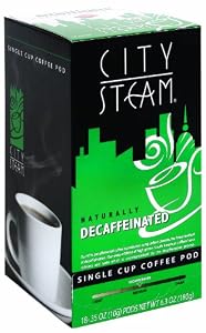 City Steam 17515 Naturally Decaffeinated Single Cup Coffee Pods 18-count from EMG East, Inc. (direct order)