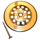 Lasco 03-1365 Bathtub Shoe Drain Cover with Screw, Polished Brass Finish