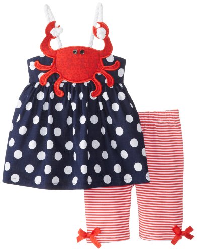 Mud Pie Baby Girls' Crab Tunic and Striped Legging Set