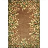 IMAGE OF Emerald Taupe Tropical Border Contemporary Rug Size: 7'6
