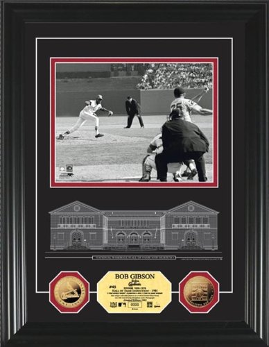 Highland Mint PHOTO2136K Bob Gibson HOF Archival Etched Glass 24KT Gold Coin Photo Mint