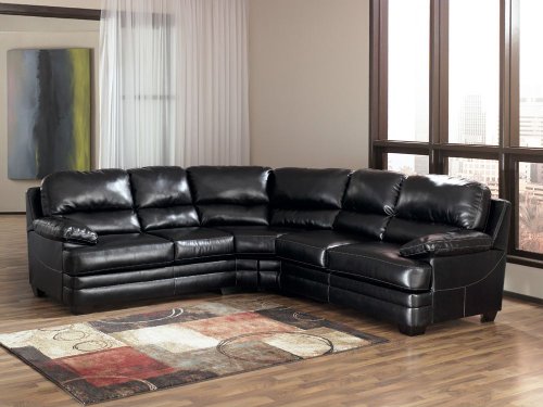 DuraBlend 2-Piece Black Sectional by Ashley - Black Leather Match (9760055R)