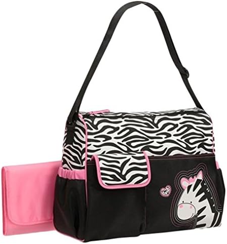 Uboys Living 3 In 1 Large Capacity Waterproof Giraffe Print Mummy Diaper Bag Totes with Changing Mat (Pink)