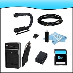 Professional Accessory Bundle Kit for Canon VIXIA HF M50-HF M500-HF M52-HF R30-HF R300-HF R32 Full HD Camcorders includes BP727 Battery + BP727 Charger + 8GB SD Memory Card + HDMI + Action Grip + Cleaning Kit