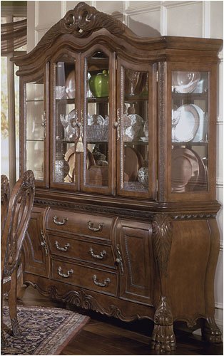 AICO 60005 60006 Eden China Cabinet in Amaretto