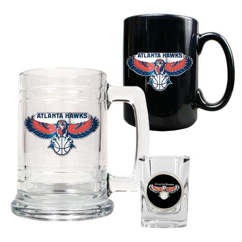 NBA Atlanta Hawks 15-Ounce Tankard, 15-Ounce Ceramic Mug & 2-Ounce Shot Glass Set - Primary Logo