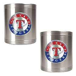 Texas Rangers MLB 2pc Stainless Steel Can Holder Set- Primary Logo by Great American Products