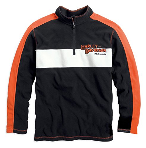 99086-14VM Harley-Davidson Mens Prestige B&S Anti Static Fleece Mock Neck 1/4-Zip