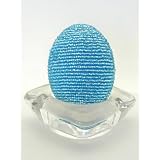CZECH Glass Bead Easter EGG + Glass Stand ~ Hand Beaded NEW