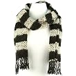 Unisex Winter 2 Tone Stripe Long Soft Textured Stretch Knit Ski Scarf Wrap Black