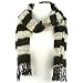 Unisex Winter 2 Tone Stripe Long Soft Textured Stretch Knit Ski Scarf Wrap Black
