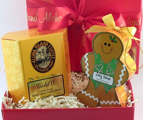 Ready-to-go Gift of Estate Kona Coffee Blend & Gingerbread Man Christmas Ornament in... by Aloha Island Coffee Company