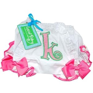 Baby Girl Pink Initial Cotton Bloomer, 0 - 6 Months