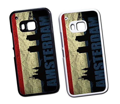 HTC ONE Holland Amsterdam Hard Tasche Flip Hülle Case Cover Schutz Handy HTC ONE M8 Schwarz