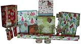 The Gift Wrap Company Festive Tidings Eco-wrap, Gift Bag, and Ribbon Assortment, 10-Count