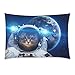 InterestPrint Sloth Astronaut Cat Nebula Galaxy Outer Space Pillowcase Standard Size 20 x 30 Inch One Side - Hipster Cat Universe Earth Planet Bling Glitter Star Pillow Case Cover Sham Decorative