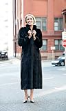 Black Mink Stand-up Collar Coat