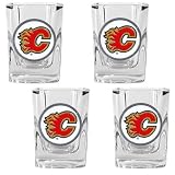 Calgary Flames 4 Piece Square Shot Glass Set