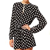 Women's Jumpsuit Shorts Long Sleeve O-Neck Polk Dots Chiffon Rompers