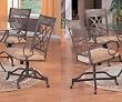 Antique Metal Finish Dining Arm Chair with Multicolor Tiles and Casters By Coaster Furniture
