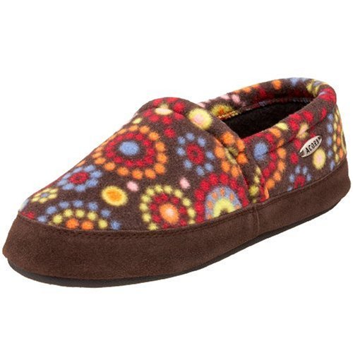 ACORN Women's Polar Moc II Slipper Chocolate Dots,Medium 6.5-7.5 M US