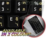 THAI-ENGLISH NON-TRANSPARENT KEYBOARD STICKER ON BLACK BACKGROUND