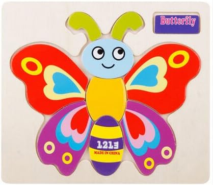 HSE Children's Animal Jigsaw Puzzle Three-Dimensional Jigsaw Puzzle Enlightenment 1-3 Years Old Baby Preschool Educational Toy Building Blocks Also As a Christmas and Birthday Gift - Butterfly