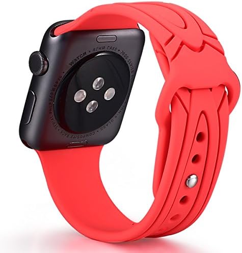 Apple Watch Silicone Band Pink 42mm, Unique Replacement Sport Strap for 42mm Apple iWatch Models - Pink [Free Tempered Glass Screen Protector]