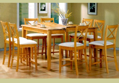 9 Piece Maple Finish Counter Height Dining Set With Butterfly Leaf By Coaster Furniture