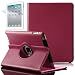Dana Brand Rose red 360 Degree Rotating Stand Smart Cover PU Leather Case for Apple the New iPad 3 3rd Generation, Wi-Fi / 4G Model 16GB, 32GB, 64GB With Free Screen Protector (Wake Up/Sleep Function)