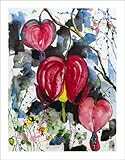 Bleeding Heart Flower Watercolor Painting Fine Art Print, Matted to 11