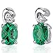 Simulated Emerald Earrings Sterling Silver CZ Accent Oval Shape