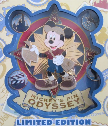 Disney MICKEY MOUSE Jumbo Collectible PIN SET: MICKEY'S PIN ODYSSEY Limited Edition 250 Boxed Set: Explorer Mickey Plus 4 Pins Set-image