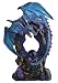 Blue Dragon Standing On Rock With Pearl Collectible Figurine Statue