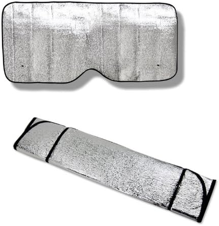 Giant Insulated Foldable Foil Car Sunshade w/ Suction Cups - Trucks, SUVs, RVs - Cool & Protect Dash & Interior - 57"x28"