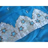 2 Blue Designer Indian Window Tab Curtains Sheer Panels by NovaHaat