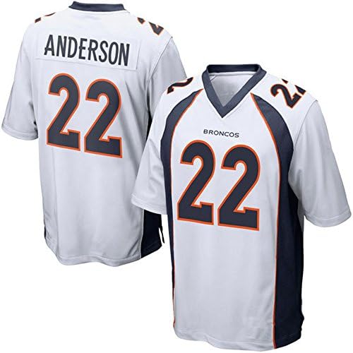 MStanley Mens Player Game Jerseys Denver Broncos #22 C.J.Anderson White Adult Game Jersey