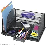 Safco Products 3252BL Onyx Mesh Desktop Organizer with 3 Drawers, Black