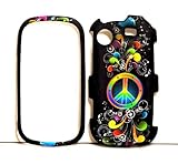 Rainbow Wave Peace Sign on Black Rubberized Snap on Protector Case for Sams ....