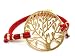 Beautiful Blee Inara 18k Gold Plated Large Tree of Life Charm Bracelet on Red Elastic...