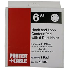 Porter-Cable 18002 6-Inch 6-Hole Contour Hook and Loop Pad for 7336 and 97366 Random Orbit Sander